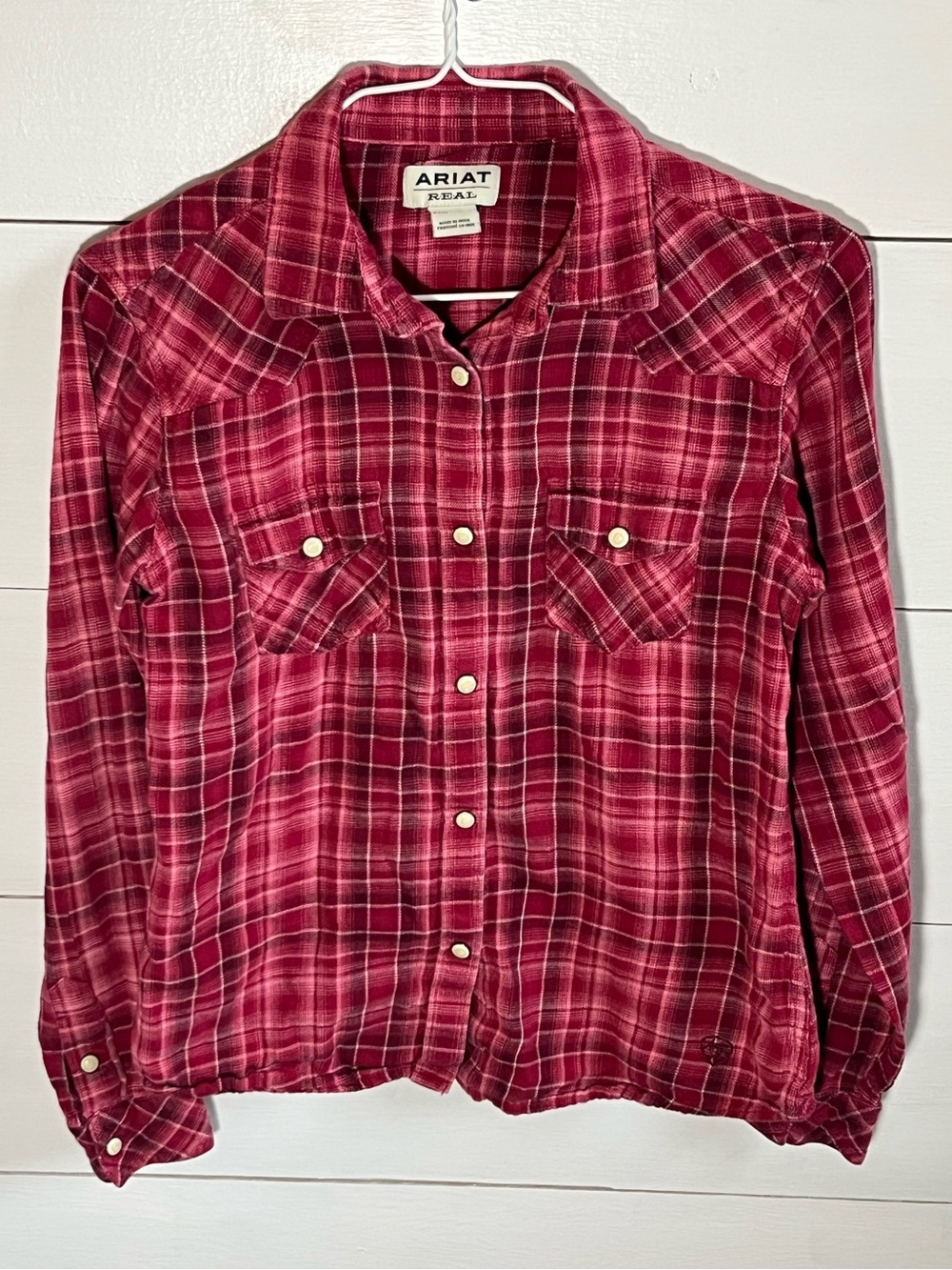 Ariat Burgundy Plaid Western Snap Shirt